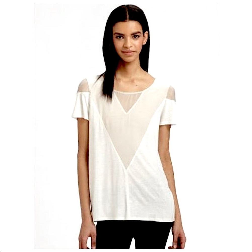AIKO Neutrals Sheer Insert June Colorblock Top D1